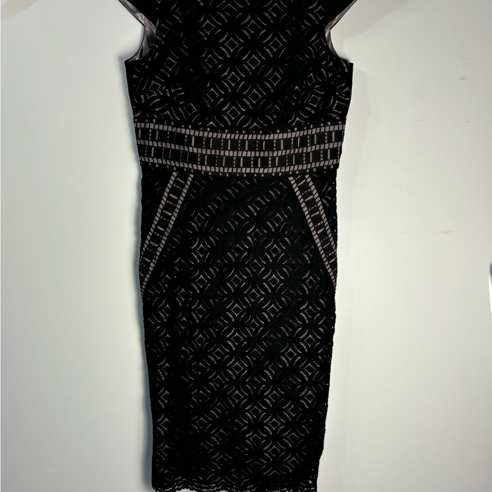 Antonio Milani Elegant Black and Gray Geometric Dress